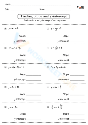Slope and Y Intercept Worksheet