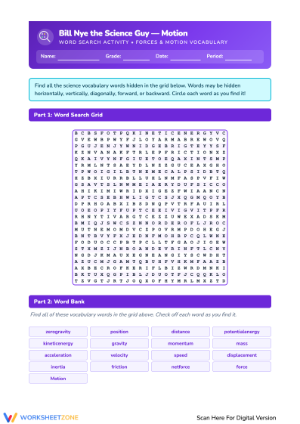 Bill Nye the Science Guy- Motion Word Search