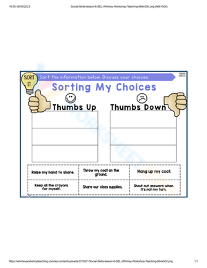Sorting My Choices Worksheet
