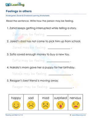 Understanding Feelings in Others Worksheet