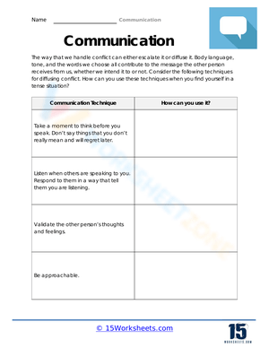 Communication Techniques Worksheet