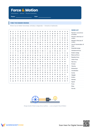 Force & Motion Word Search