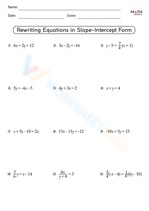 Rewrite Equations to Slope-Intercept Form