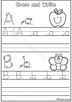 Letters A and B Tracing Worksheet 