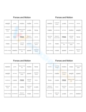 Forces and Motion Bingo