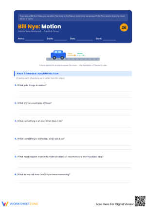 Worksheet Bill Nye Motion