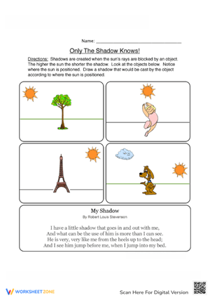 Shadow Activity for Kids with Fun Poem