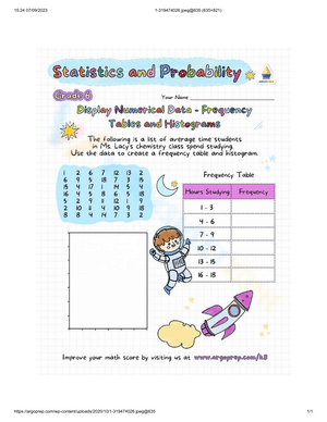 Frequency Tables and Histograms Worksheet