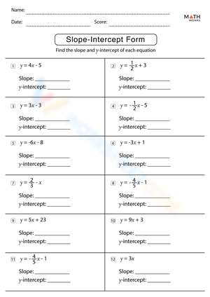 Practice Slope Intercept Form Worksheet