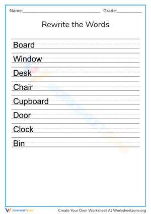 Classroom Objects - Handwriting