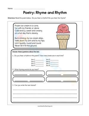 Poetry: Rhyme and Rhythm Worksheet