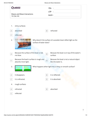 Waves and Their Interactions Worksheet