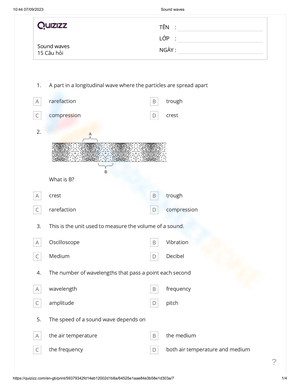 Exploring Sound Waves Worksheet