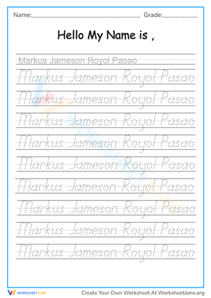 Hello My Name Is - Cursive Tracing