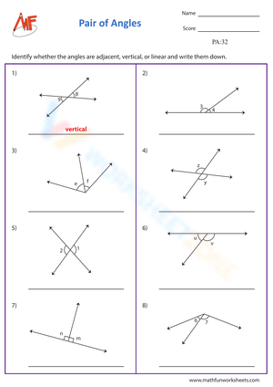 Classifying Adjacent, Vertical & Linear Angles