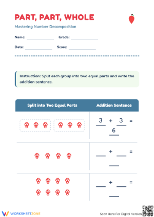Part-Part-Whole Addition Worksheet | Essential Grade 1