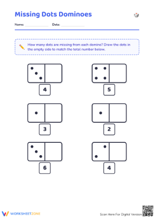 Missing Dots Domino Worksheet | Grade 1 Essential