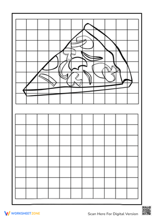Pizza Slice Grid Drawing Worksheet for Kids