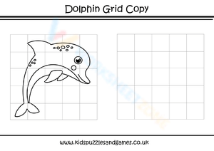 Grid Copy Puzzle: Dolphin