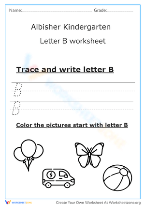 Letter B Tracing & Coloring: Balloons & Butterfly Fun!
