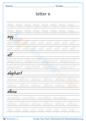 Letter Recognition: E and Z Worksheet