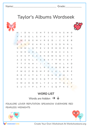 Taylor's Albums Wordseek