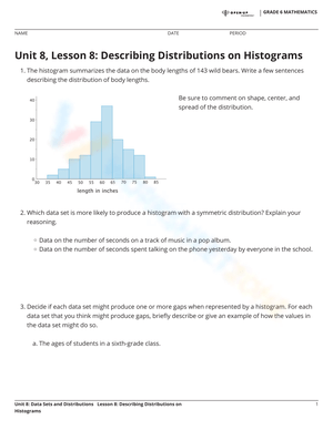 Describing Distributions on Histograms
