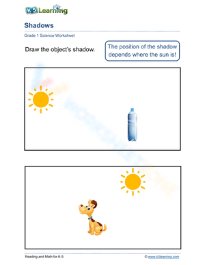 Shadows Science Worksheet
