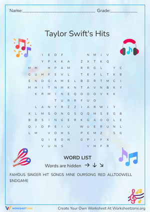 Taylor Swift Word Puzzle