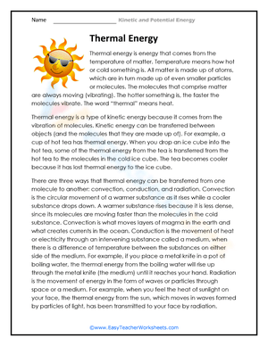 Explore Thermal Energy Concepts Worksheet