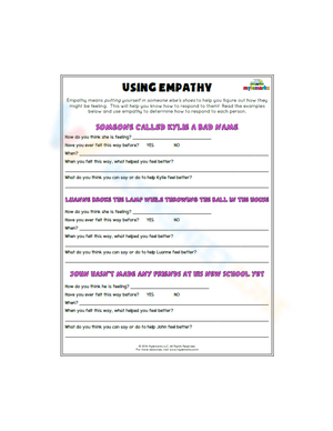 Develop Empathy Skills Worksheet
