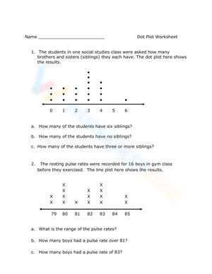 Dot Plot Exercise Worksheet for Data Analysis