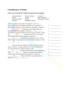 Easy Learning: Classifying Matter with Worksheets