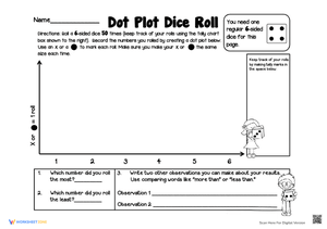 Dot Plot Dice Roll Activity for Data Practice