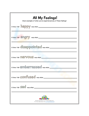 All My Feelings: Emotional Awareness Worksheet for Kids