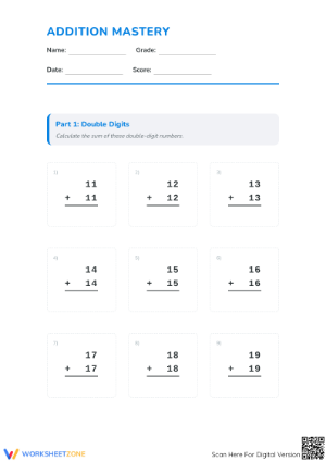 Essential Addition Mastery Worksheet | Grade 3-5 Math