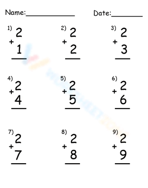 Additions Worksheet