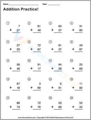 Digit Addition Worksheet