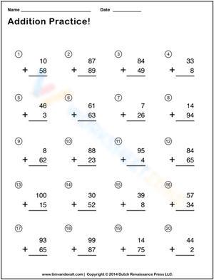 Double Digit Addition Worksheet