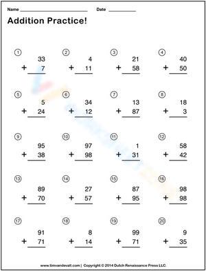 Touch Math Adding Worksheet