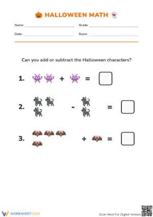 Halloween Math Printable Worksheet | Grade 1 Essential