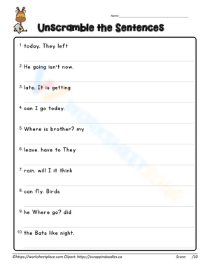 Unscramble the Sentences to Improve Grammar