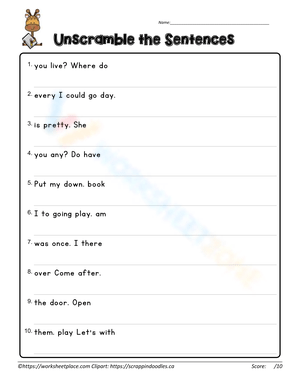 Improve Grammar by Unscrambling Sentences
