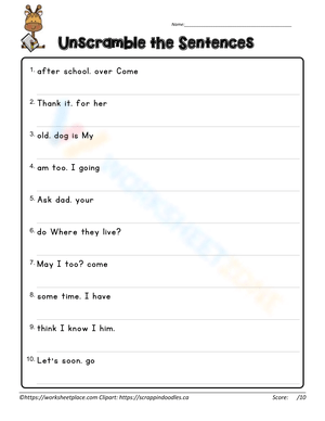 Practice Sentence Formation with Unscrambling