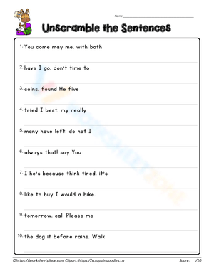 Sentence Unscramble: Boost Reading Comprehension Skills