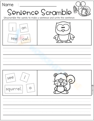 Scrambled Sentence Exercise Worksheet