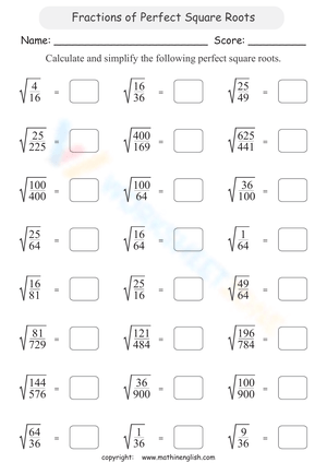 Square Roots Fractions