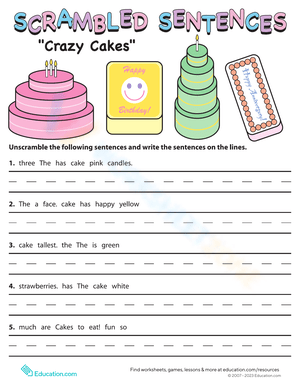 Scrambled Sentences: Crazy Cakes