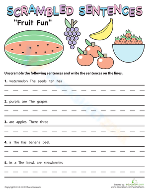 Scrambled Sentences: Fruit Fun
