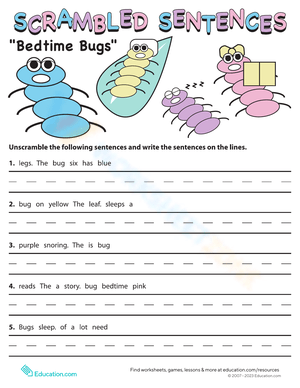 Scrambled Sentences: Bedtime Bugs